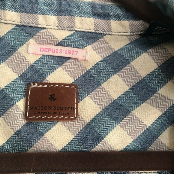 Maison Scotch Sky Blue Check Shirt Dress Large - Picture 4 of 4